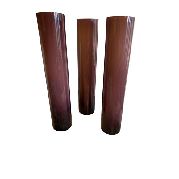 Set Of 3 Purple Gradient Glass Cylinder Vases - Modern Home Decor - Picture 1 of 3